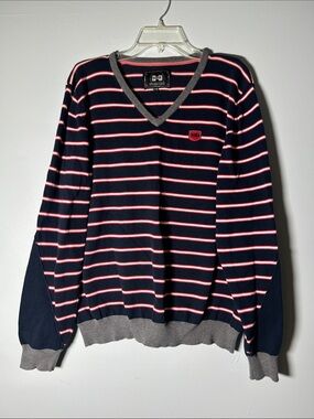 Hummer Men's Navy Striped V-Neck Sweater